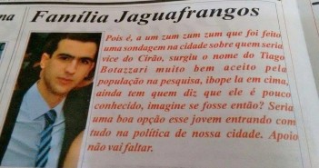 Herdeiro da Jaguafrangos pode ser o vice de Cirão em Jaguapitã, afirma Jornal