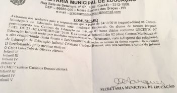 Crianças sem creche: Nossa Srª das graças fecha três turmas de educação infantil