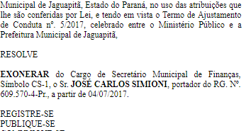 Decisão do Ministério Público faz Jaguapitã ter Secretário Relâmpago