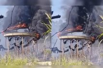 Incêndio atinge tobogã de antigo parque aquático em Apucarana