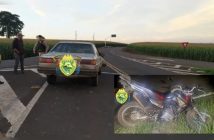 Idoso de 70 anos fica ferido após moto ser atingida por carro na PR-170, em Arapongas
