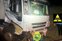 Idoso fica ferido após caminhão colidir contra barranco na PR-170 em Porecatu