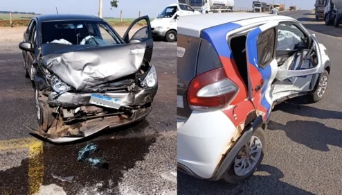 Três ficam feridos após colisão entre carros na PR-340, em Jaguapitã